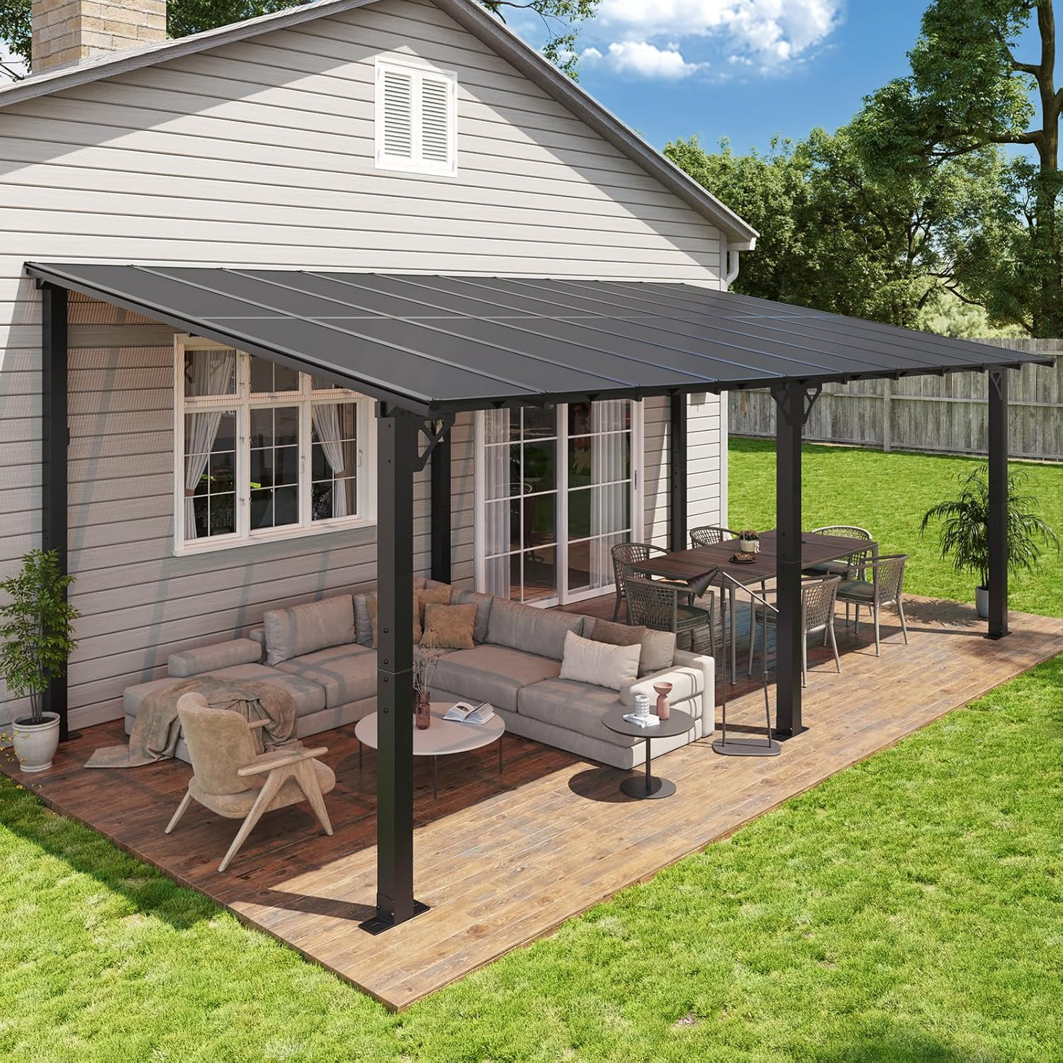 Aoxun 20'x10' Gazebo for Patio, Premium Pergola with Sloped Roof